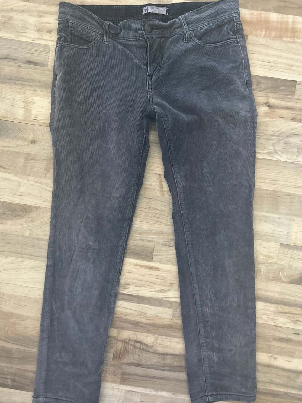 Free People Grey Corduroy Slim Straight Pants Size W 26
